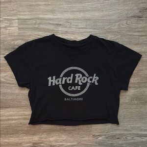 Hard Rock Cafe Black Crop T-Shirt Short Sleeve